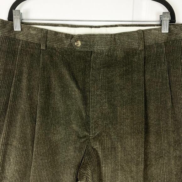 NWOT AUSTIN REED LONDON ENGLAND Pants Men 38 Corduroy Brown/Olive-Green Cuffed - Picture 4 of 13